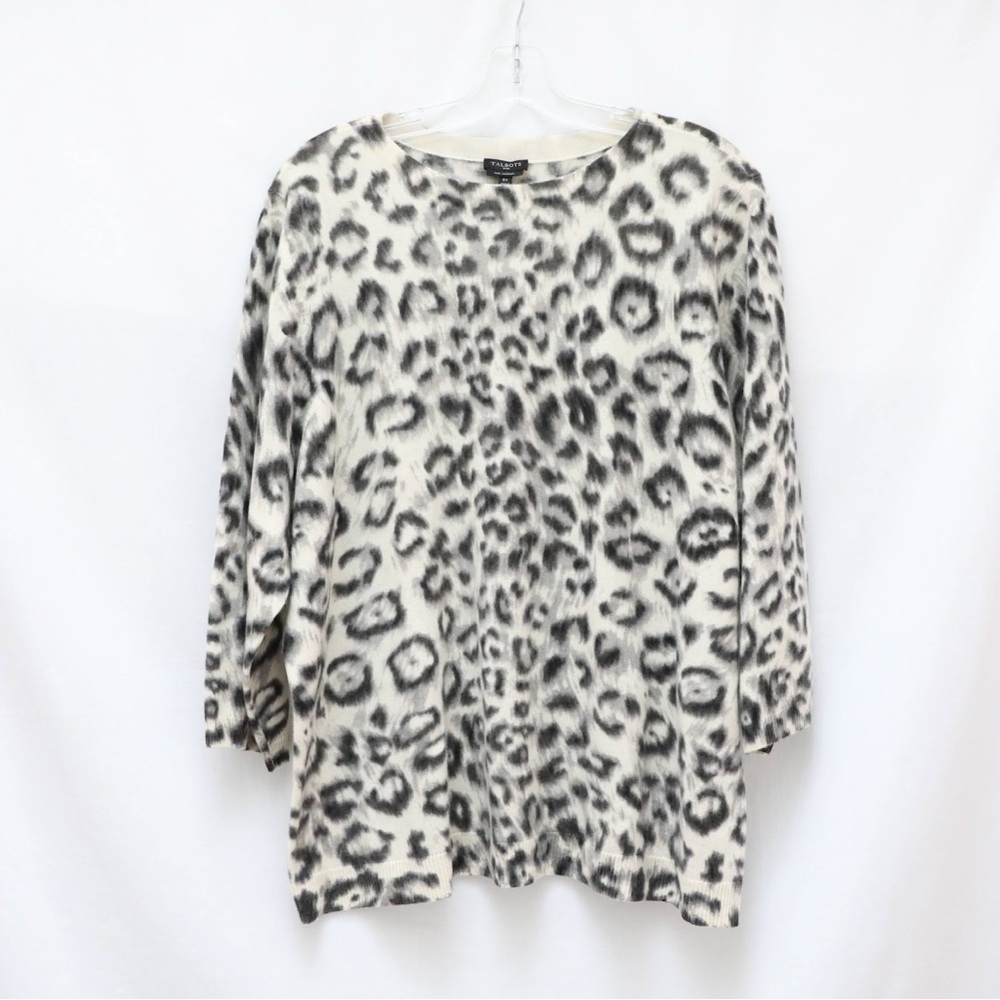 NWT Talbots Cashmere Audrey Sweater Elegant Leopard Animal print 3X plus size - Picture 2 of 10